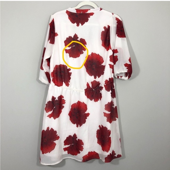 Yumi Red Poppy Floral White Lined dress - Picture 4 of 4
